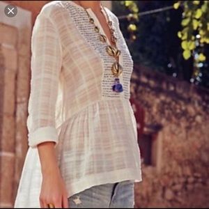 SALE Anthropologie Maeve White Tunic with Sequins